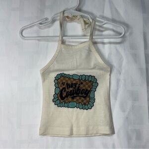 Cream Kids Tank Top with Graphic Print